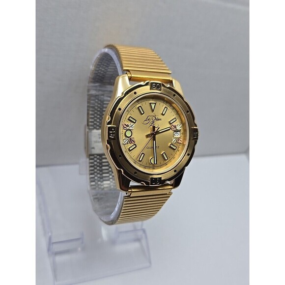 Vintage Le Mann Swiss Quartz Black Hills Gold Watch 12K Gold Leaves New Battery - Picture 3 of 10